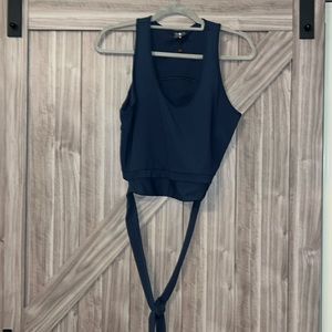 22. CALIA dark blue workout tank tie around